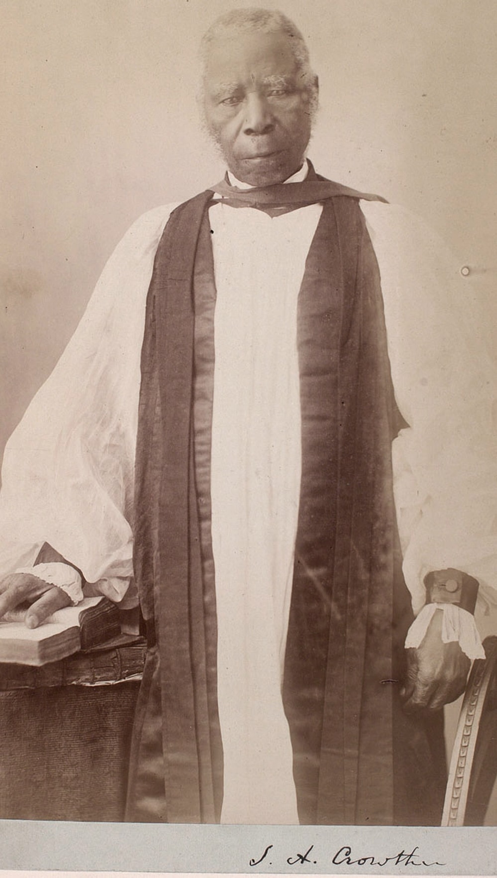 Nineteenth-century portrait photograph of Bishop Samuel Ajayi Crowther in Anglican episcopal dress